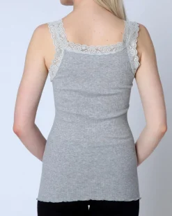 Femme Mare Top en Coton dentelle gris
