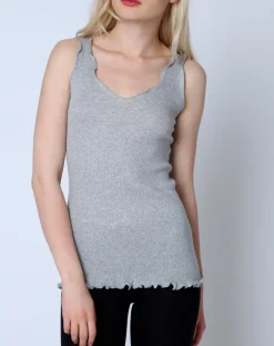 Femme Mare Top en Coton larges bretelles gris