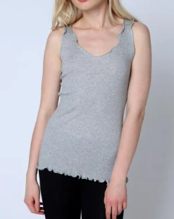 Femme Mare Top en Coton larges bretelles gris