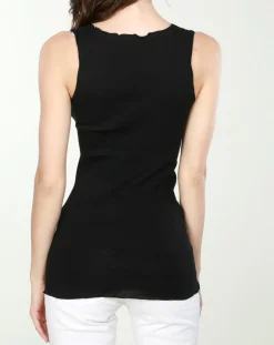 Femme Mare Top en Coton larges bretelles noir