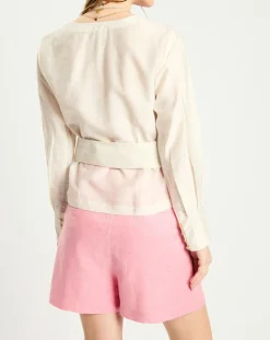 Femme Scotch & Soda Top en Lin mélangé ceinturé écru