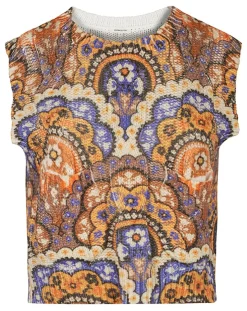 Hot Manoush Top en maille Fall Torsade imprimé violet/multicolore
