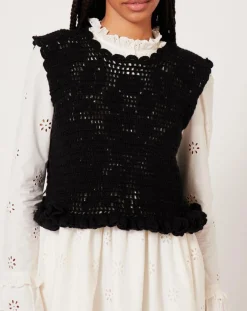 Sale Manoush Top en maille Twiggy noir