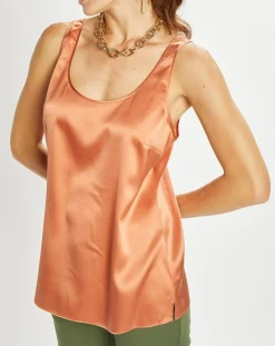 Outlet Lauren Vidal Top en Soie mélangée Essential épice