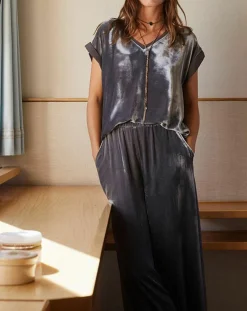 Hot Lauren Vidal Top en Velours Basal gris