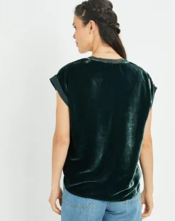 Clearance Lauren Vidal Top en Velours Basal sauge