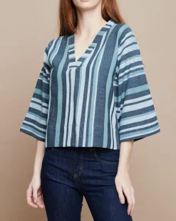 Online Mare di Latte Top Ferah Essaouira Stripes vert sapin/vert pâle