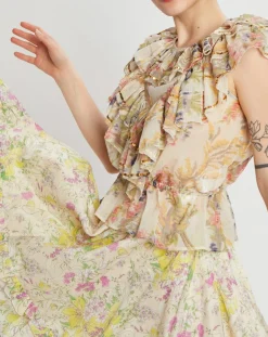 Femme Manoush Top Gipsy volanté écru/multicolore