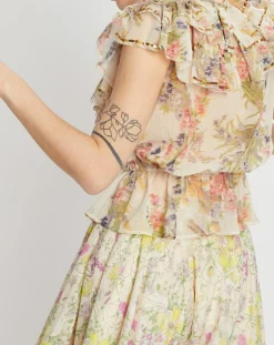 Femme Manoush Top Gipsy volanté écru/multicolore