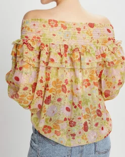 New Manoush Top Liberty Jane à fleurs vert/multicolore