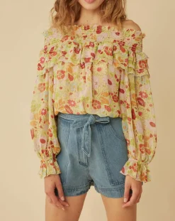 New Manoush Top Liberty Jane à fleurs vert/multicolore