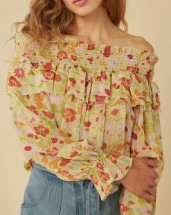 New Manoush Top Liberty Jane à fleurs vert/multicolore