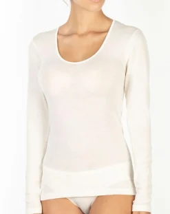 Hot Mare Top manches longues Laine et Soie ivoire