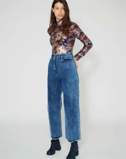 Femme Manoush Top Roses à sequins encre