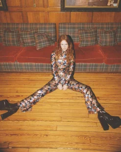 Femme Manoush Top Roses à sequins encre