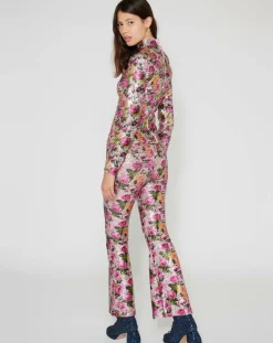 New Manoush Top Roses à sequins rose