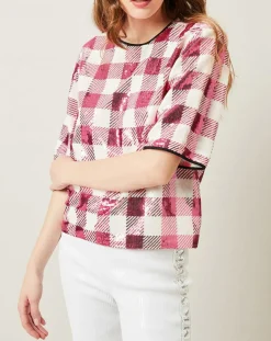 Femme Manoush Top Saint-Tropez en sequins rose/blanc