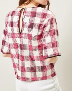 Femme Manoush Top Saint-Tropez en sequins rose/blanc