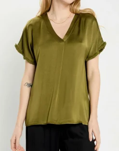 Outlet Lauren Vidal Top satiné Must vert