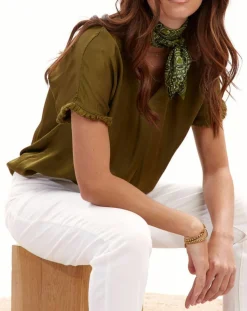 Outlet Lauren Vidal Top satiné Must vert