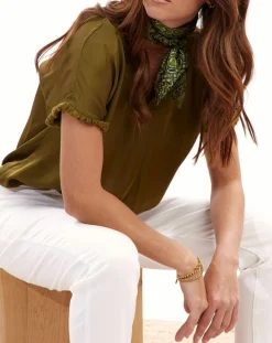 Outlet Lauren Vidal Top satiné Must vert