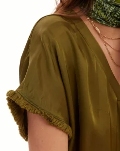 Outlet Lauren Vidal Top satiné Must vert