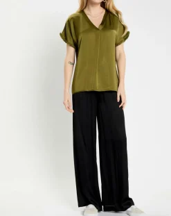 Outlet Lauren Vidal Top satiné Must vert