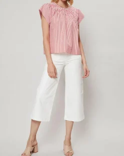 Femme J.Crew Top Smocks à rayures rouge/blanc