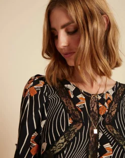 Hot Belair Top Toran imprimé noir