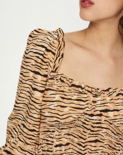 Femme Faithfull the Brand Top Willow imprimé animal beige/marron