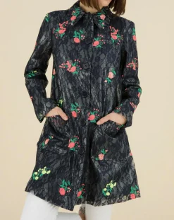 Hot Manoush Trench broderies dentelle Rainy Day bleu marine