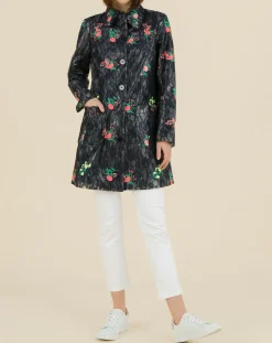 Hot Manoush Trench broderies dentelle Rainy Day bleu marine