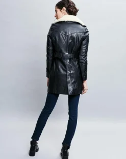 New Chyston Trench en Cuir Electra noir