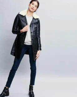 New Chyston Trench en Cuir Electra noir