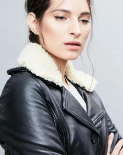 New Chyston Trench en Cuir Electra noir