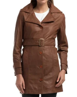 Hot Chyston Trench en Cuir Elsa cognac