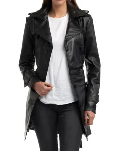 Clearance Chyston Trench en Cuir Esmeralda noir