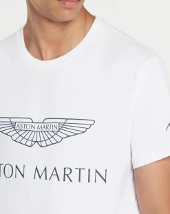Homme Hackett London T-Shirt Aston Martin Racing Logo blanc