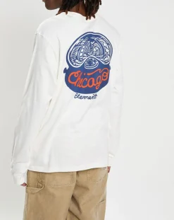 New Element T-Shirt 100% Coton Bio Chicago Il Ls écru