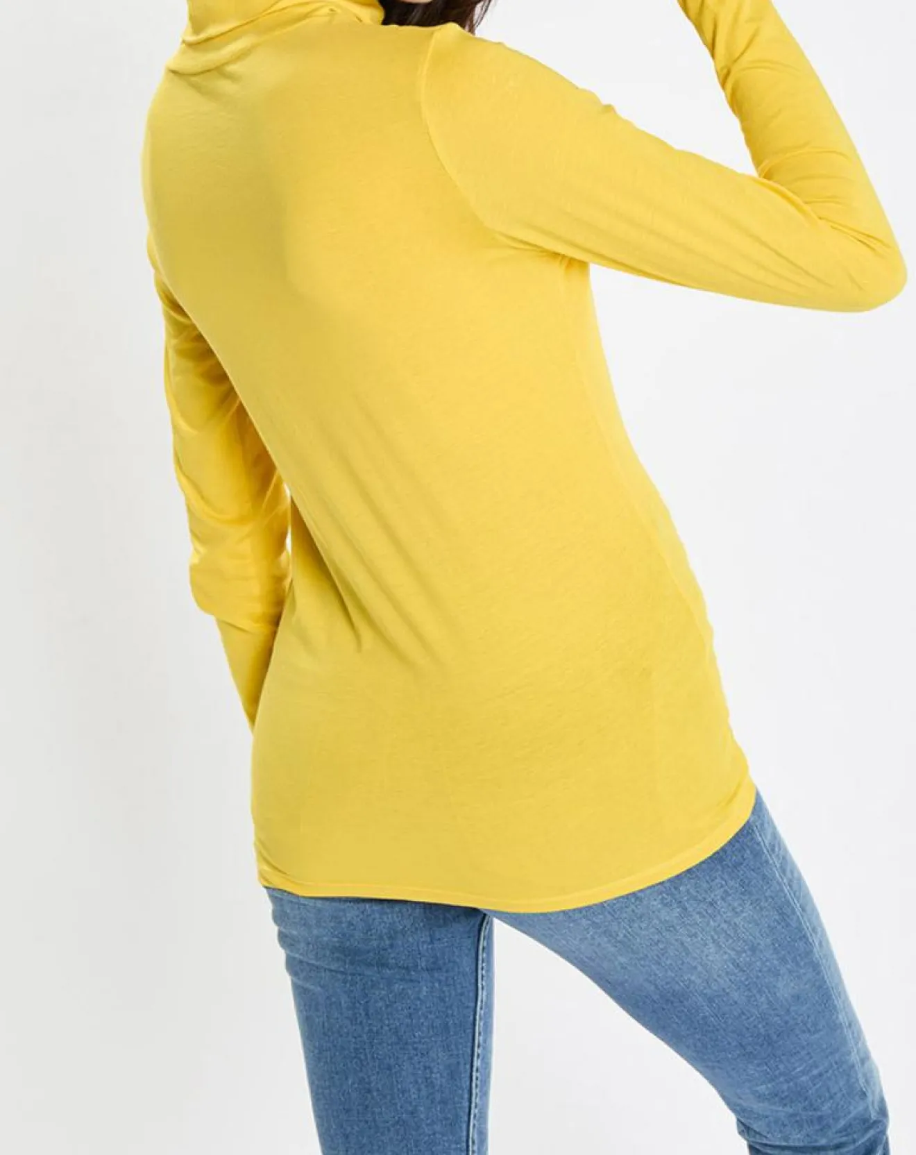 Femme Marc O'Polo T-Shirt 100% Coton Bio col roulé jaune