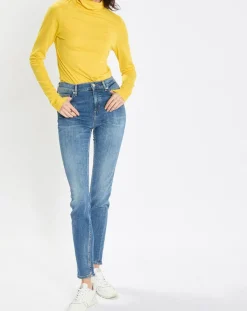 Femme Marc O'Polo T-Shirt 100% Coton Bio col roulé jaune