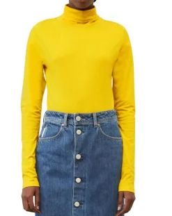 Femme Marc O'Polo T-Shirt 100% Coton Bio col roulé jaune