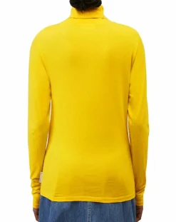 Femme Marc O'Polo T-Shirt 100% Coton Bio col roulé jaune