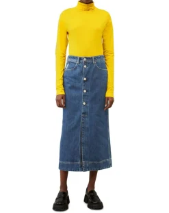 Femme Marc O'Polo T-Shirt 100% Coton Bio col roulé jaune