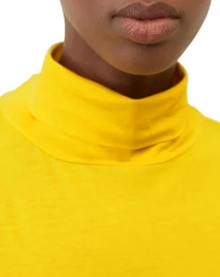 Femme Marc O'Polo T-Shirt 100% Coton Bio col roulé jaune