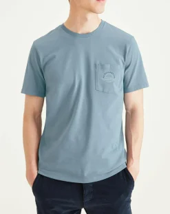 Sale Dockers T-Shirt 100% Coton Bio Logo Pocket bleu
