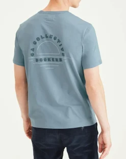 Sale Dockers T-Shirt 100% Coton Bio Logo Pocket bleu