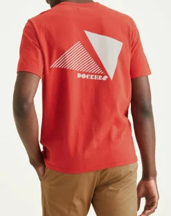 Homme Dockers T-Shirt 100% Coton Bio Logo rouge