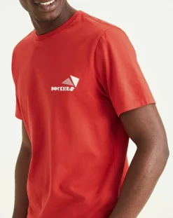 Homme Dockers T-Shirt 100% Coton Bio Logo rouge
