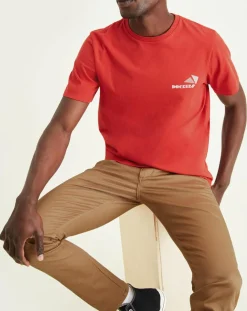 Homme Dockers T-Shirt 100% Coton Bio Logo rouge